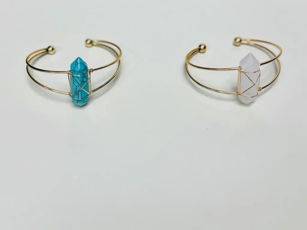 Golden Wire Bracelets with Crystal